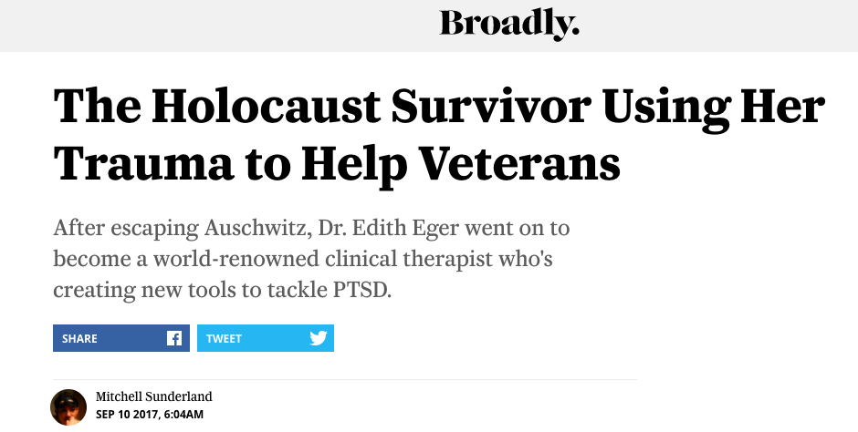 Dr. Eger talks tackling PTSD and the war on Iraq in Broadly interview